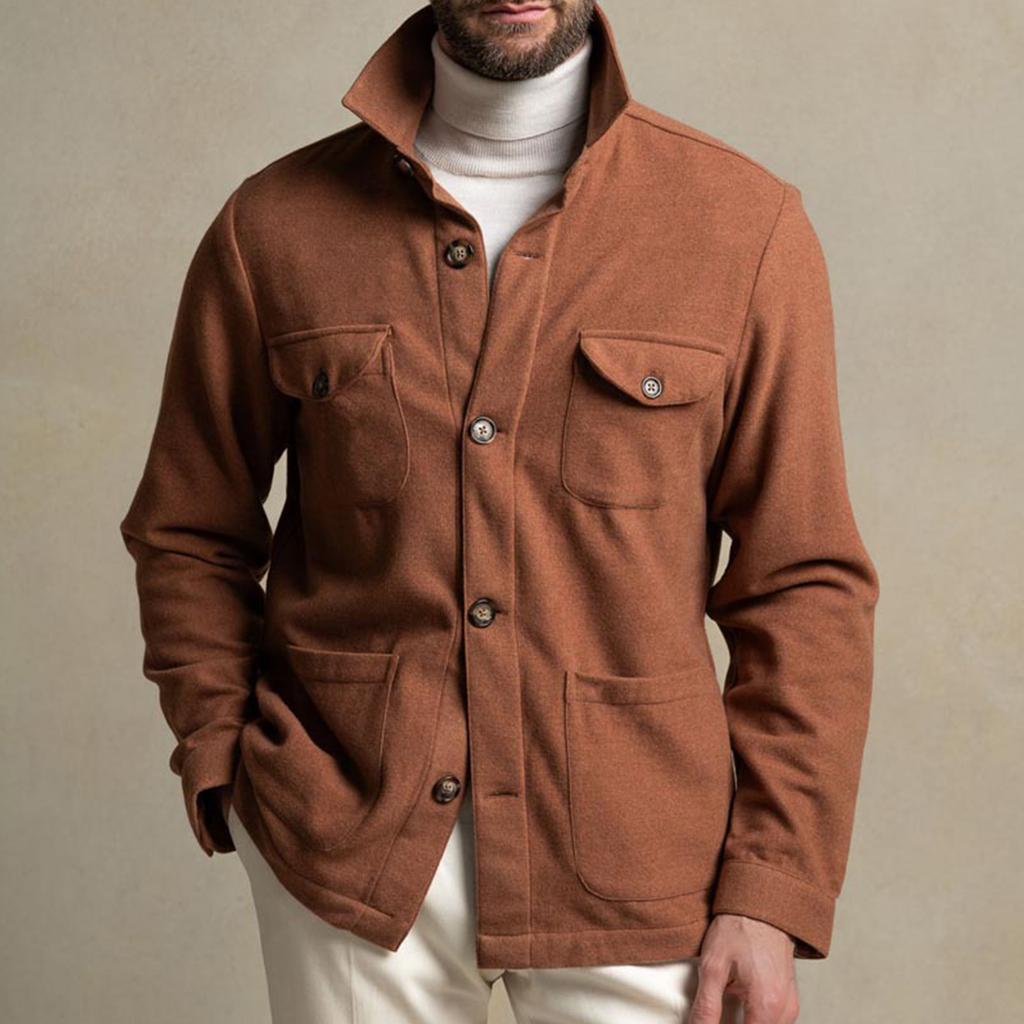 Men's Button Down Shirt Jacket Casual Long Sleeve Shacket Overshirts With Flap Pockets