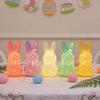 Easter Lighted Hollow Out Bunny Figurine 3D Printed LED Hollow Out Bunny Lamp Spring Indoor Home Decor Easter Decor Gifts Ideal