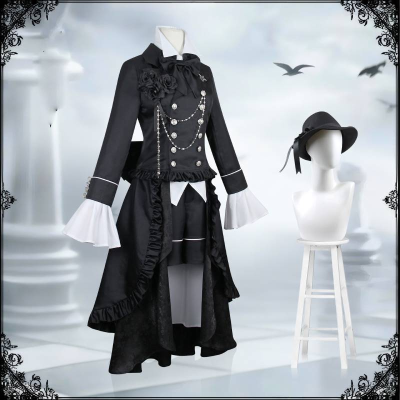 Black Butler Ciel Phantomhive Cosplay Shalior Costume With Polyester Fabric For Anime Role Play