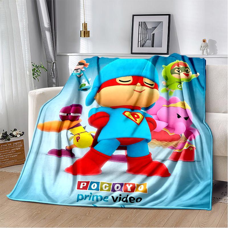 Coperta Cartone Animato 3D Divertente P-Pocoyo Elly Pato, Morbida Coperta da Lancio per Casa Camera da Letto Letto Divano Picnic Viaggio Ufficio Copertura Regalo per Bambini