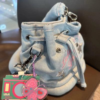Mochila casual de design de nicho, bolsa jeans, bolsa escolar universal com cordão para estudantes