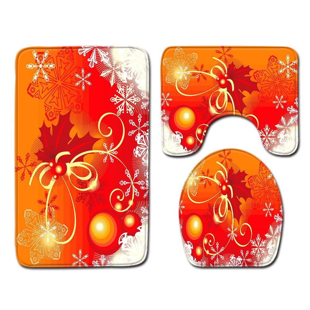 Christmas Bathroom Floor Mat Toilet Three-Piece Set