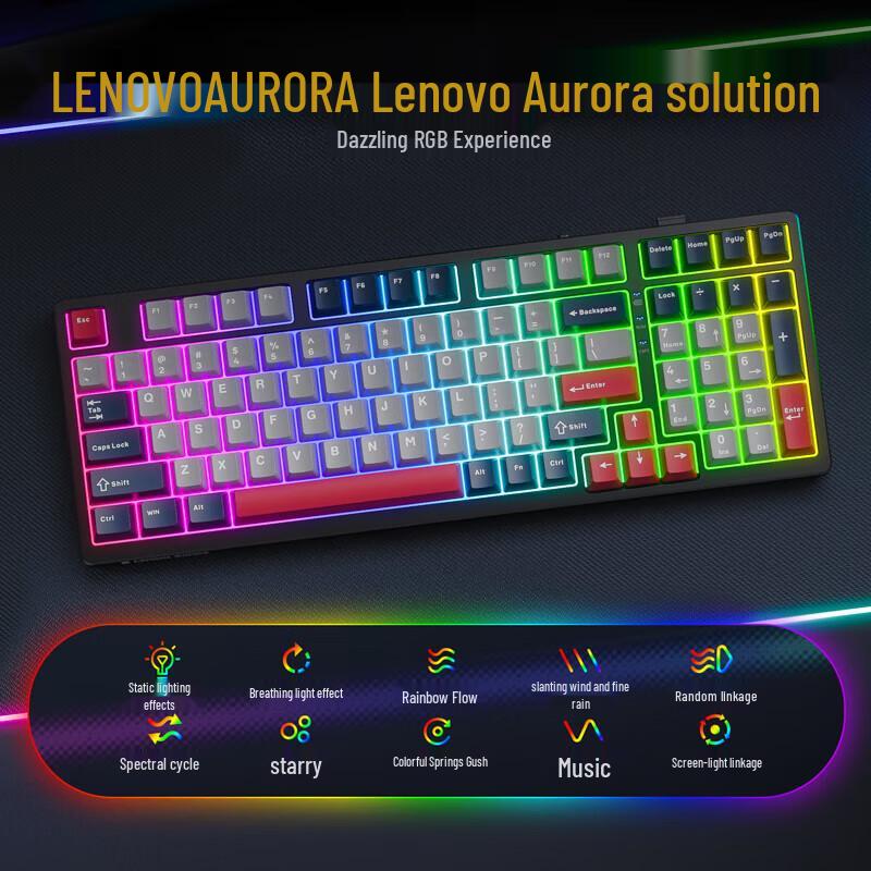 Lenovo GK10 Three-Mode Hot-Swappable RGB Mechanical Keyboard