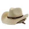 Adjustable Hat Cowboy Straw Hats Outdoors Beach Sunhat Large Brim Riding Horse