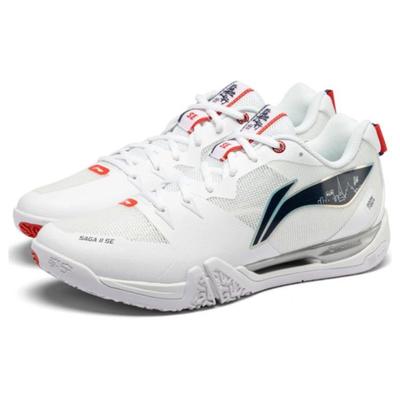 Li Ning Saga II SE Niedrig geschnittene Badminton-Schuhe Unisex Weiß AYZU001-1