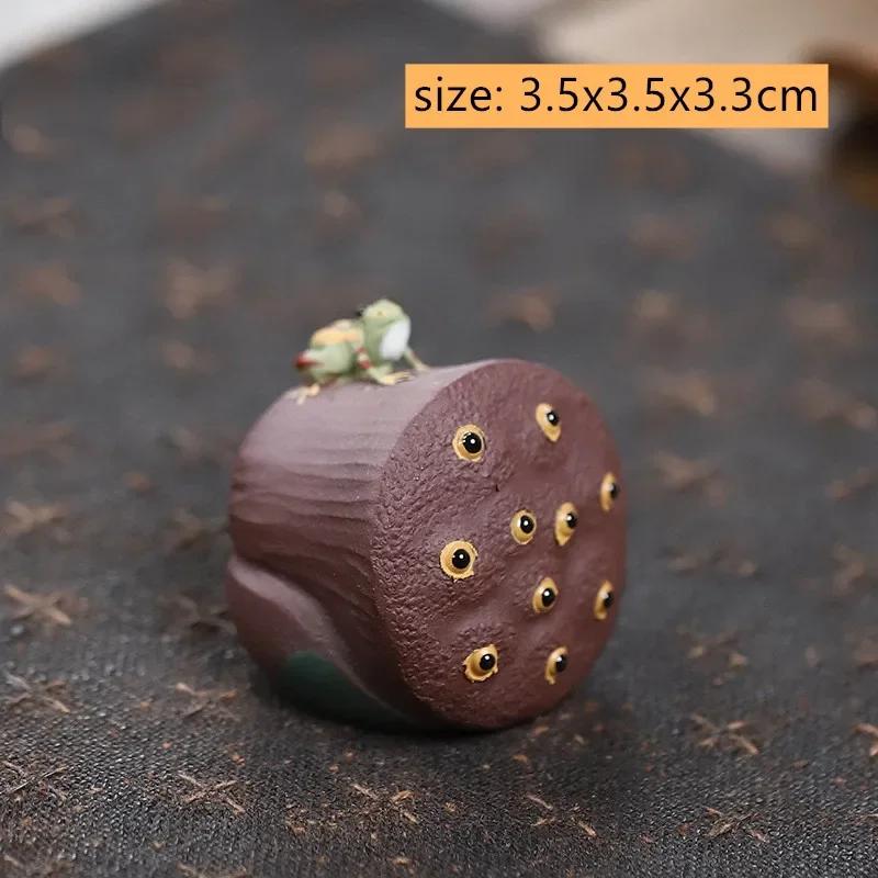 Pet de Chá de Argila Roxa Yixing Chinês Semente de Lótus Melancia Modelo Ornamento Escultura Figura de Chá Artesanato Decoração de Conjunto de Chá