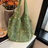 Bunte Perlen Boho Tasche Große Kapazität Stricktasche Ästhetisch Häkeln für Urlaub Strand