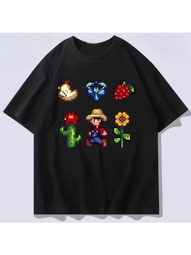 Stardew Valley ar īsām piedurknēm T-krekls vīriešiem 2025 jauns vasaras pikseļu stila pusaudžu apģērbs
