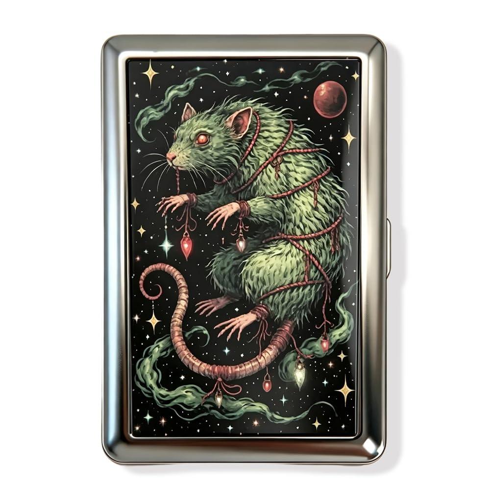 Nouveau Étui à Cartes Métal Vintage Compact Portable Boîtier Métallique Ouverture à Rabat Porte-Cartes Imprimé Vintage Porté Poche