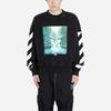 OFF WHITE Mikina s kulatým výstřihem a potiskem vodopádu OMBA035E19E300151088