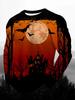 Halloween Men's T-Shirts Purple Horror Pumpkin Ghosts Forest 3D Print Autumn Long Sleeve T-Shirt Casual Tops Y2k Mens Clothing