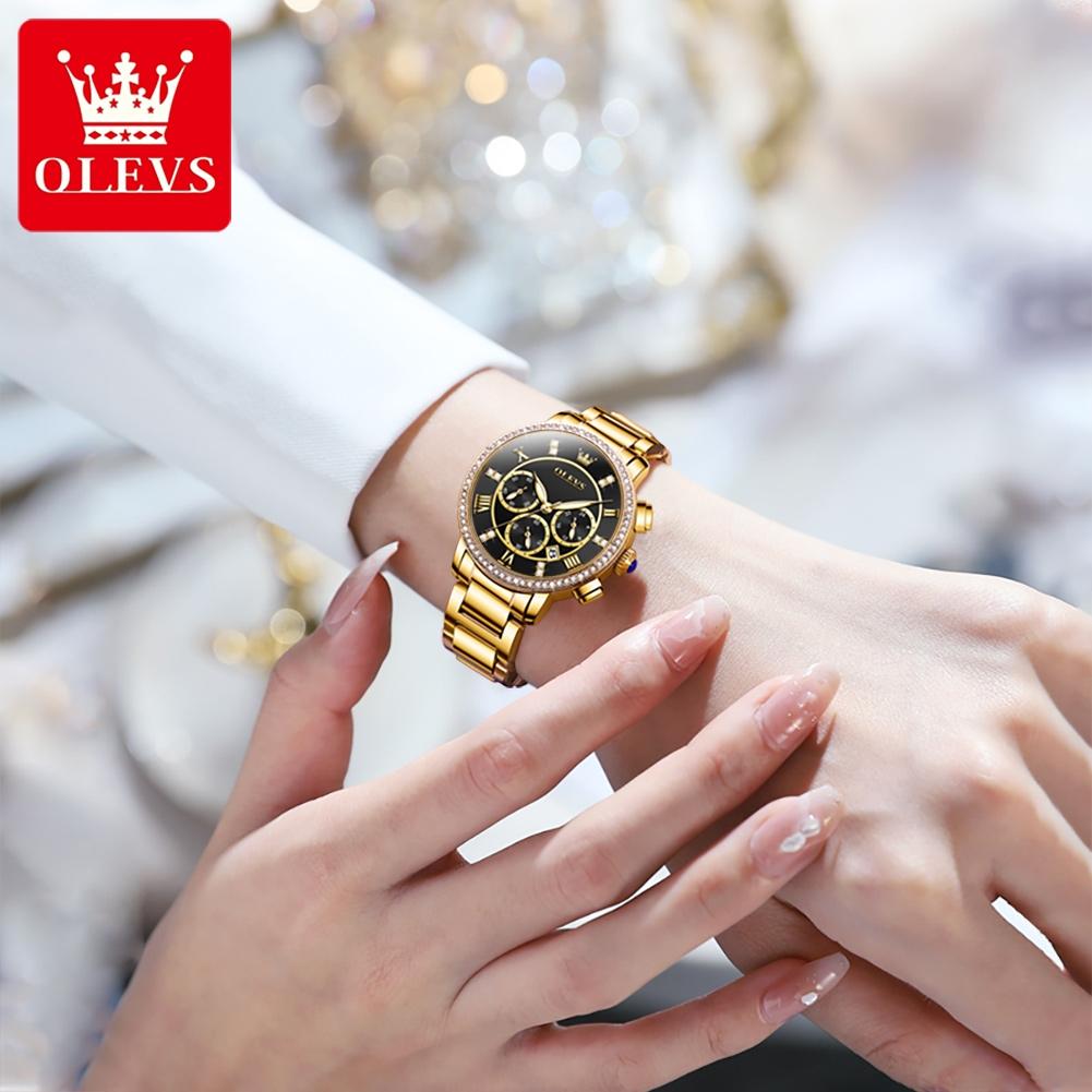 Ceas de mână cu cuarț din oțel inoxidabil argintiu pentru femei Ceas multifuncțional de lux, rezistent la apă, luminos pentru damă