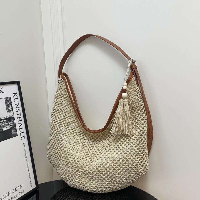 Popular Bags Women's New Straw Bags Large Capacity Fashion Simple Vacation Commuter Underarm Tote Bag