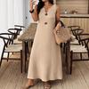 Amazon Europe and the United States Cross-border Summer New Women's Clothing V-neck Button Sleeveless Fashion Solid Color Loose Casual Dress