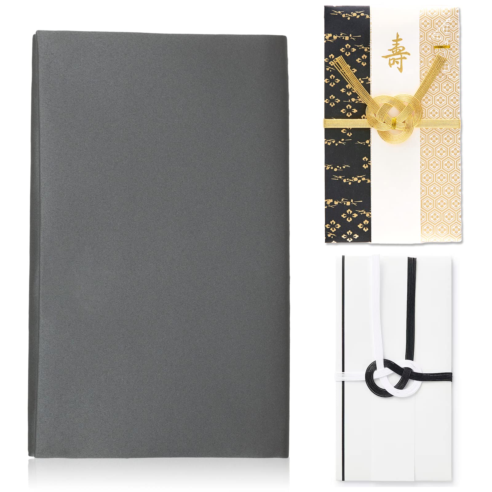 

Daiichi Sougei [Style Fukusa] Men s Fukusa Set (Fukusa with Four Leaf Pattern, Gray) - Includes Gift Envelopes, Condolence Envelopes, and Wrapping