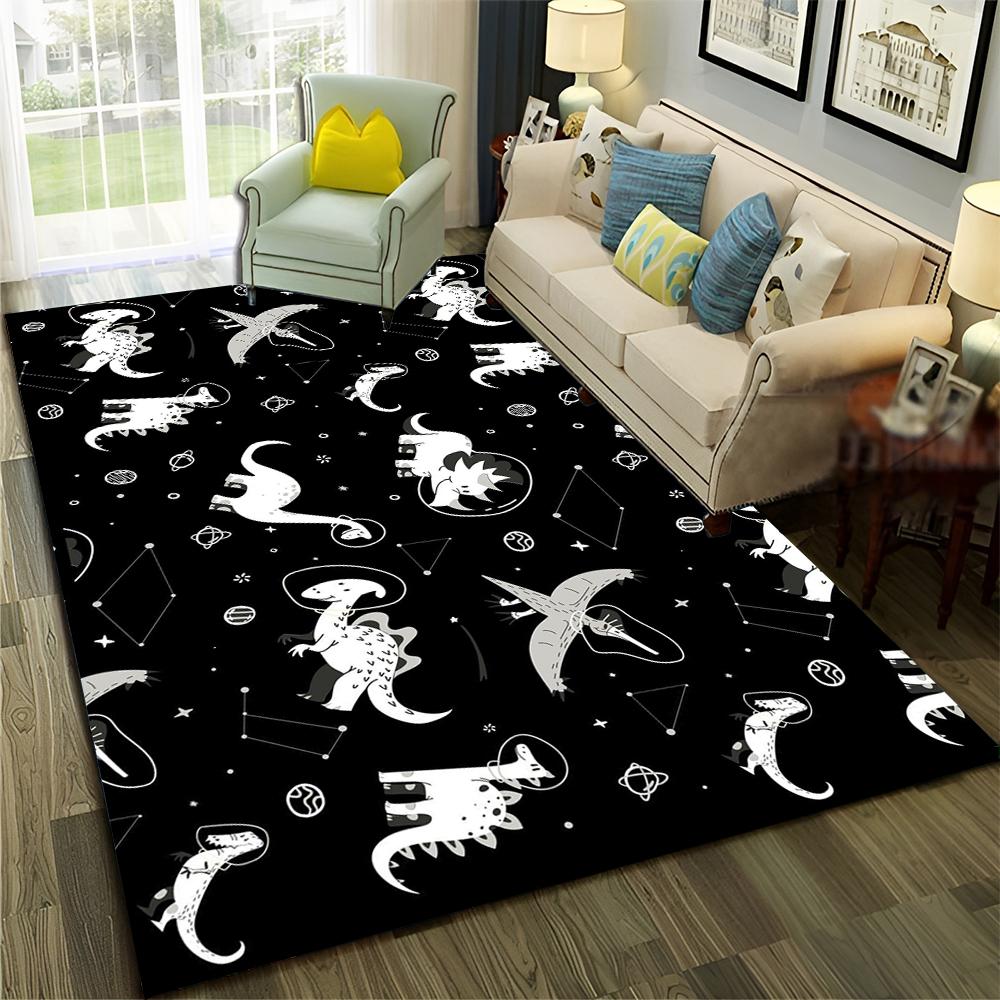 3D Cute Dino Dinosaur Space Cartoon Carpet Rug for Home Living Room Bedroom Sofa Doormat Decor,Child Area Rug Non-slip Floor Mat