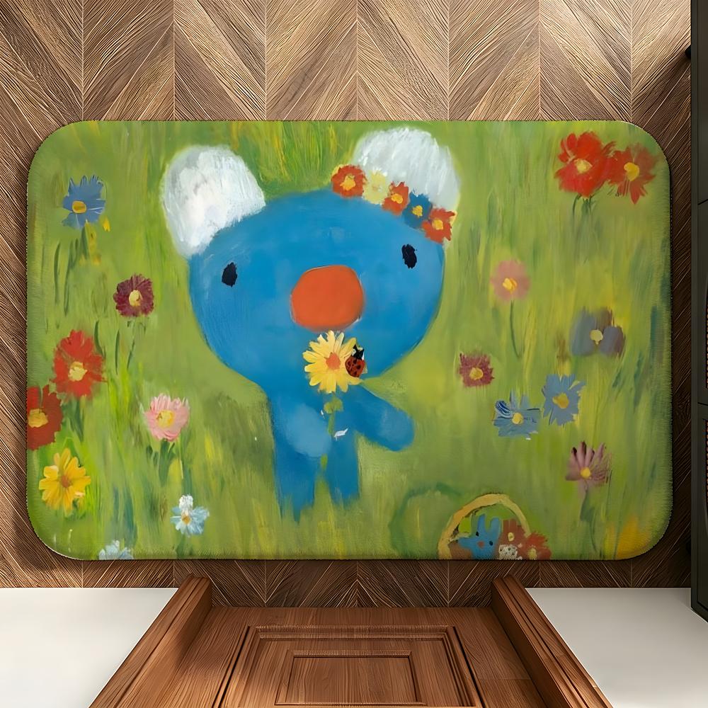 Cartoon PPenelope The Blue Koala Floor Mat Soft Flannel Floor Mat Suitable for Entryways, Living Rooms, Bedrooms, and Bathrooms