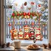 Festive Window Decorations Christmas Animals Decal, Static Cling Removable Sticker, Waterproof PVC Cute Winter Party Ornaments Deer Bunny on