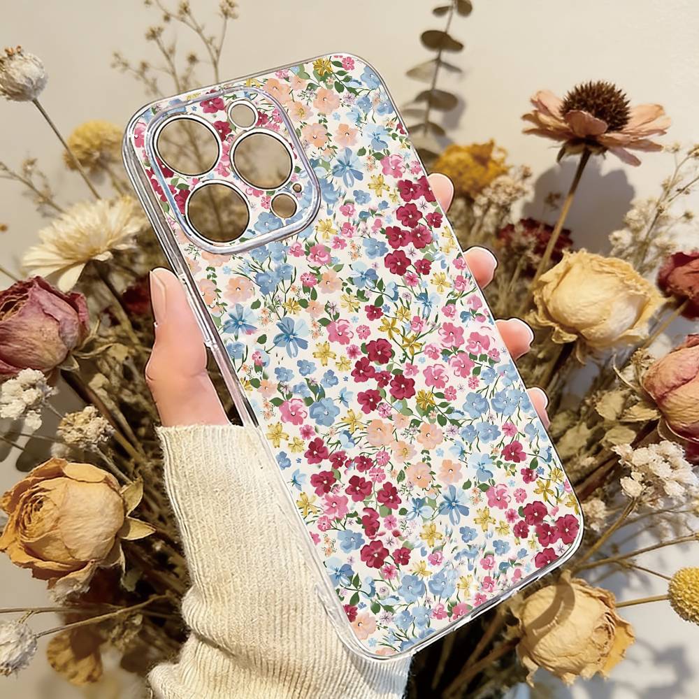 

Oil Painting Flowers Series Phone Case Transparent Silicone Soft For iPhone 17 16 15 14 13 12 11 Mini Pro Max Plus iPhone17air