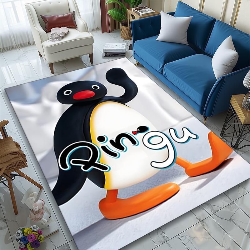 1pc Digital Printed Chair Rug for Home Office Use, Penguin Cartoon Character Carpet Appropriate for All Seasons, Soft Area Carpet