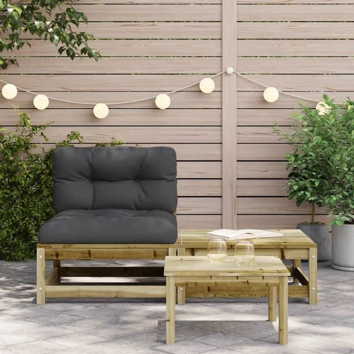 VidaXL Garden Sofa Without Armrests with Cushions and Footrest, Seat with Backrest, Patio Terrace Furniture 838140
