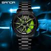 SANDA 1089 Men's Watches Waterproof Stainless Steel Wheels Hollow Quartz Watch Electronic Men's Essentials Wristwatch Punk Style