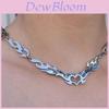 Punk Heart Shaped Necklace With Flame Chain For Women Fashion Jewelry
