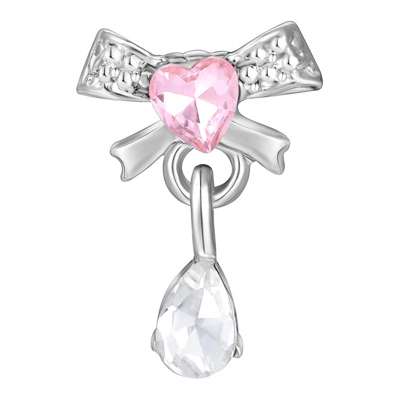 New Fashion Pink Heart Butterfly Starfish Bow 3D Crystal Charm Beads Accessories DIY Making Ring Necklace Bracelet Shiny Jewelry