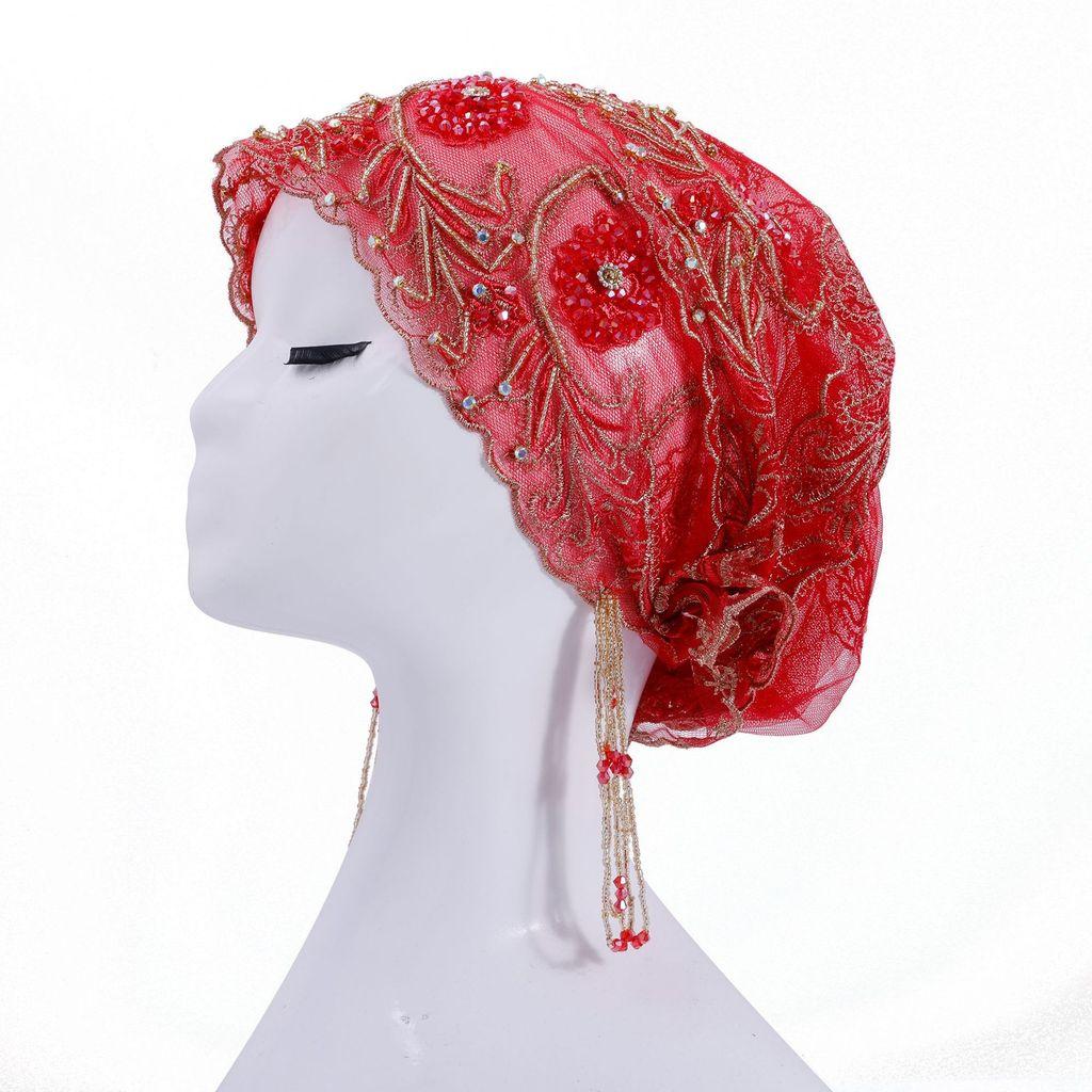 Silk Embroidered Fish Tail Cloche Hat With Tassels For Summer And Winter Wear
