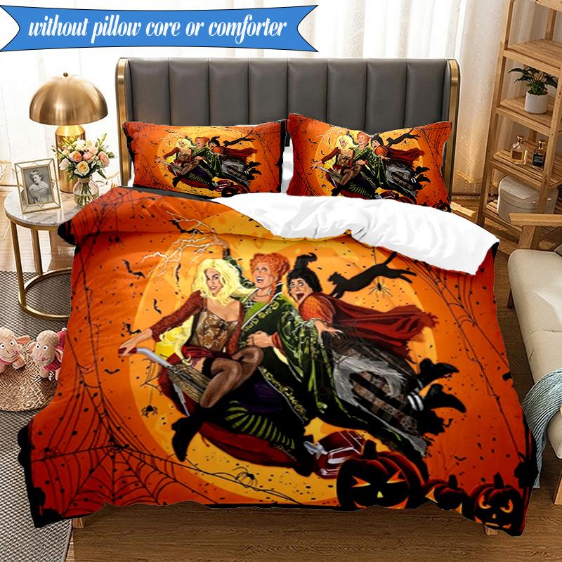 Halloween witch 3pcs K-pop music group Bedding set,Ideal for Bedroom, Dormitory,Including Duvet Cover And 2pcs Pillowcases,Fan gifts