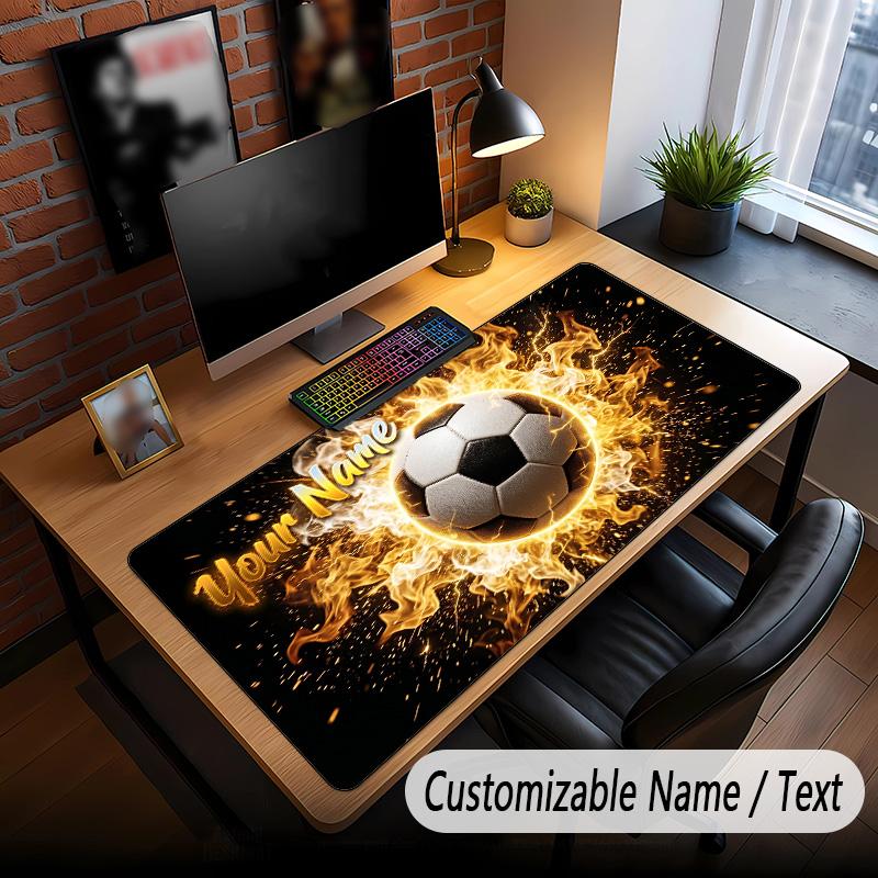 Soccer Theme Custom Mouse Pad Personalized With Name Text Customized Desk Mat For Office Home Decor