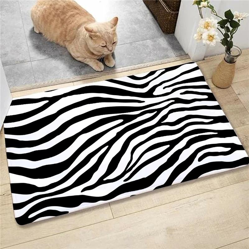 Fashion Animal Leopard Zebra Cow Deer Pattern Carpet Soft Carpets Rug Entrance Anti-slip Floor Mats Water Absorption