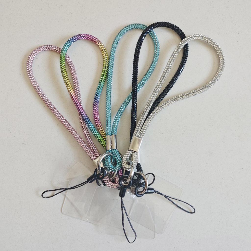 Glitter Flashy Rhinestone Cell Phone Charm Lanyard for Mobile Phone Diamond Crystal Phone Wrist Straps Keychain Hanging Anti-lost Rope