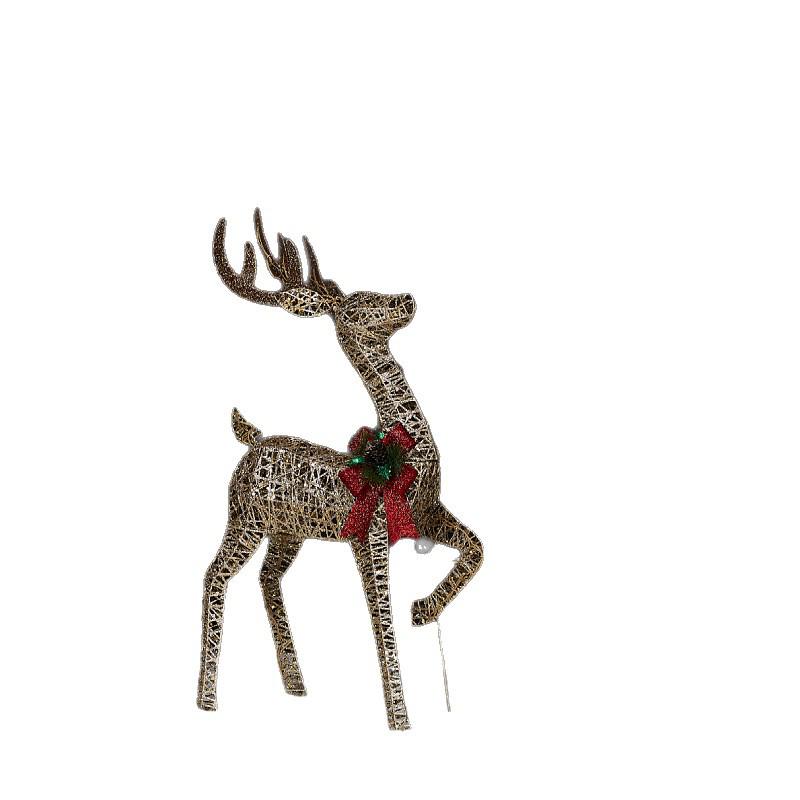 Father and Son Glowing Deer Wrought Iron Ornament for Holiday Display