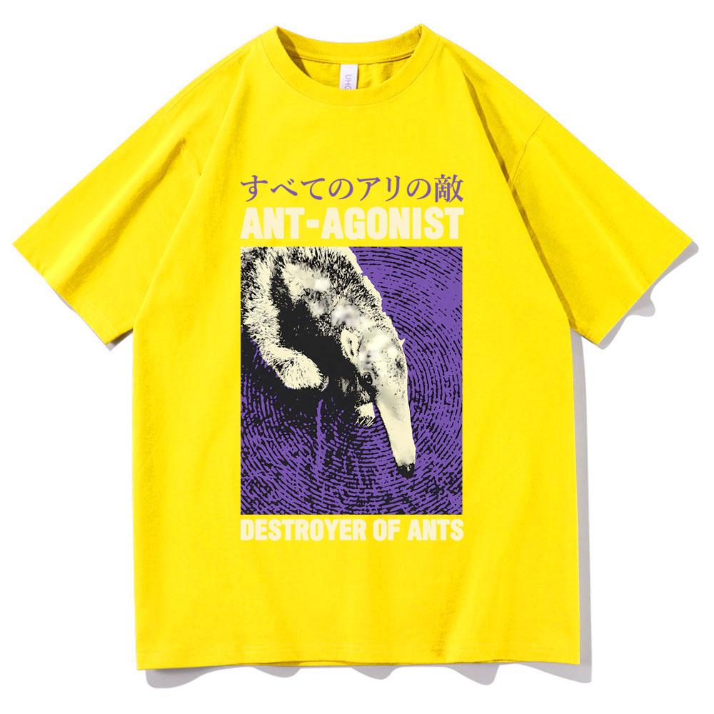 Ant Agonist Destroyer of Ants Tshirt Funny Meme Japanese Anteater Print Tshirt Men Women Casual Oversized Crewneck Short Sleeve