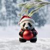 Cartoon Christmas Panda Ornament 2D Xmas Hanging Ornament Car Panda Pendants  Party Supplies