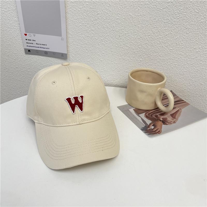 W letter deep top wide brim baseball cap sunshade women's spring and summer large head circumference peaked cap showing small face soft top men