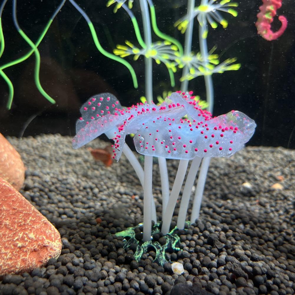 Aquarium Artificial Fluorescent Coral Decoration Silicone Glowing Coral Plants Fish Tank Ornament Aquarium Decoration Supplies