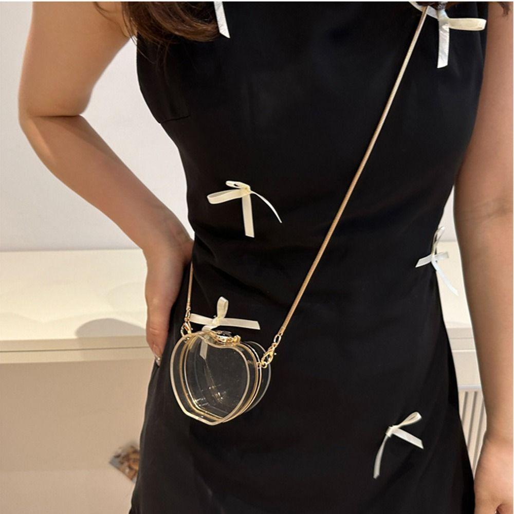 Gold Lock Buckle Transparent Shoulder Bag with Chain Strap Small Clutch Purse  Summer Season