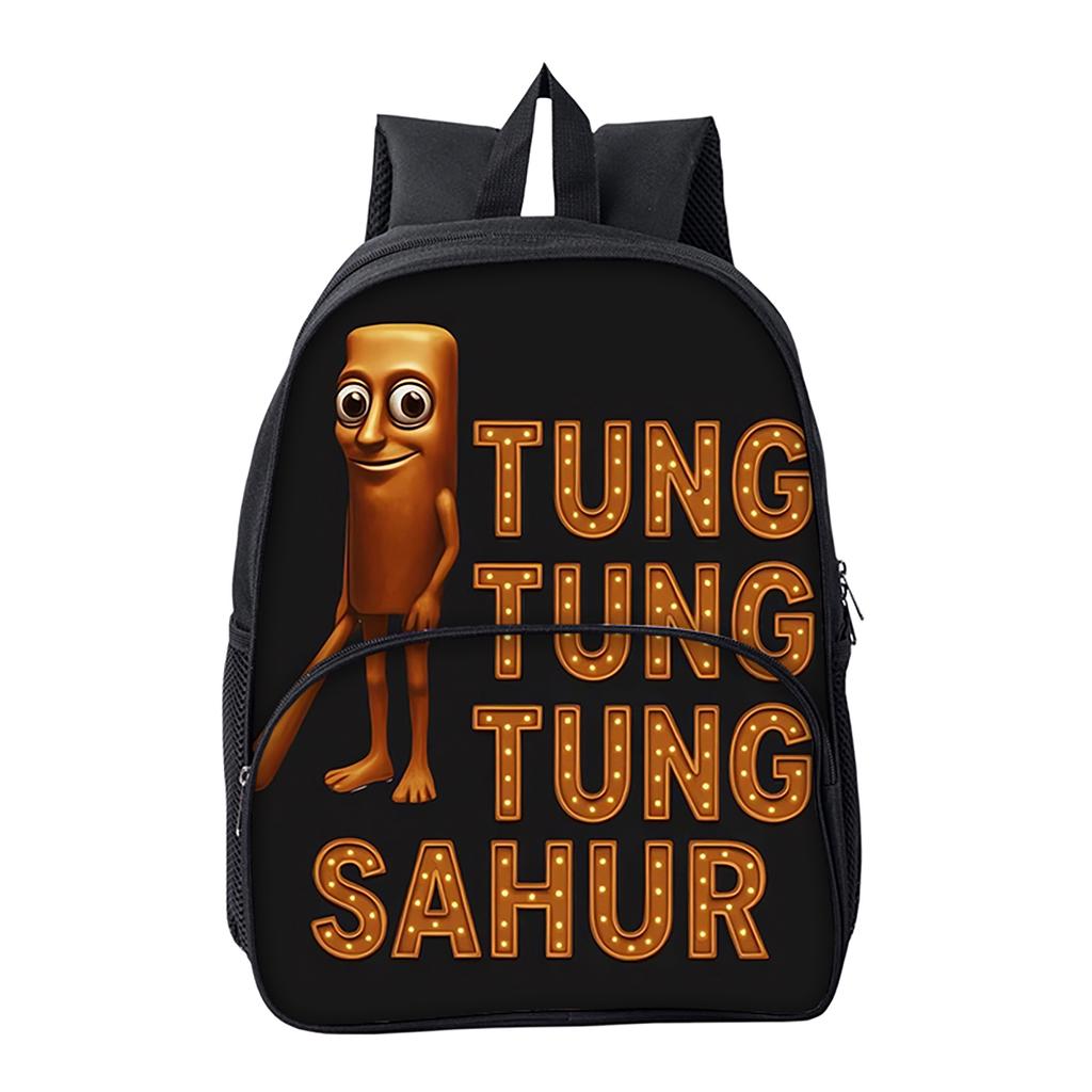 Hot Italian Brainrot Print Round Front Pocket Backpacks for Boy and Girls Best Gifts 2D Flat Cartoon School Bag for Children