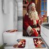 Weihnachtsgeschenke Badezimmer Duschvorhang Teppich Set Weihnachtsmann Schneemann Frohes Neues Jahr Polyester Duschvorhänge Badezimmer Dekor