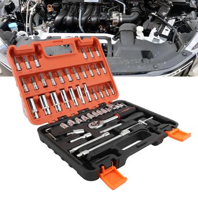 53PCS Automotive Socket Wrench Set High Hardness Steel Professional Ratchet Car Repair Tool Kit with Storage Box