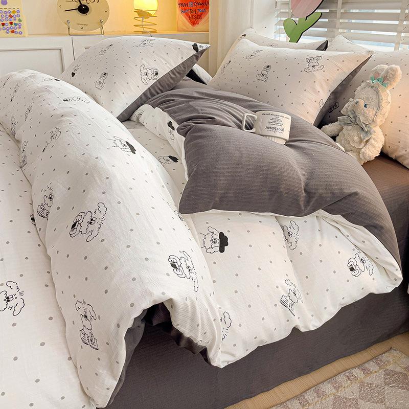 

Весенне-летний комплект из четырех предметов класса А для беременных и младенцев из стиранного хлопка для общежития, чисто хлопковое односпальное покрывало, шапка на кровать, постельное белье 2.0m Sheet 4pc quilt 2*2.4m