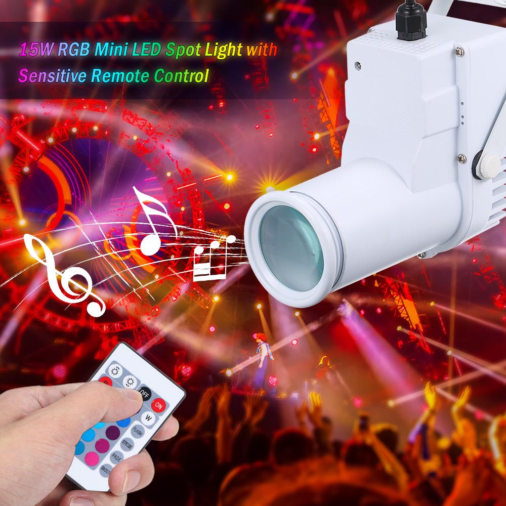 AC95-240V 15W RGB LED Mini Spot Lamp Stage Light Lighting Fixture with Remote Control Controller
