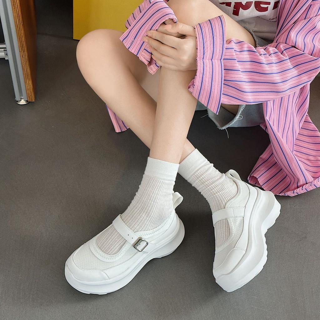 Mesh Breathable Thick Sole Heightening 7CM Mary Jane Shoes Women's 2025 Summer New Casual Sports Dad Shoes Versatile
