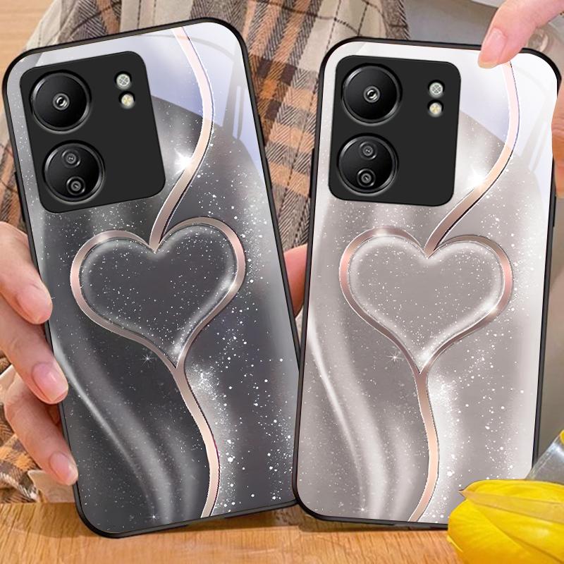 Gradual Love Big Für Xiaomi Redmi 13C Note13 12 Pro Plus 5G Note 9 13T Pro POCO X6 F5 F6 Schwarz Gehärtetes Glas Handyhülle