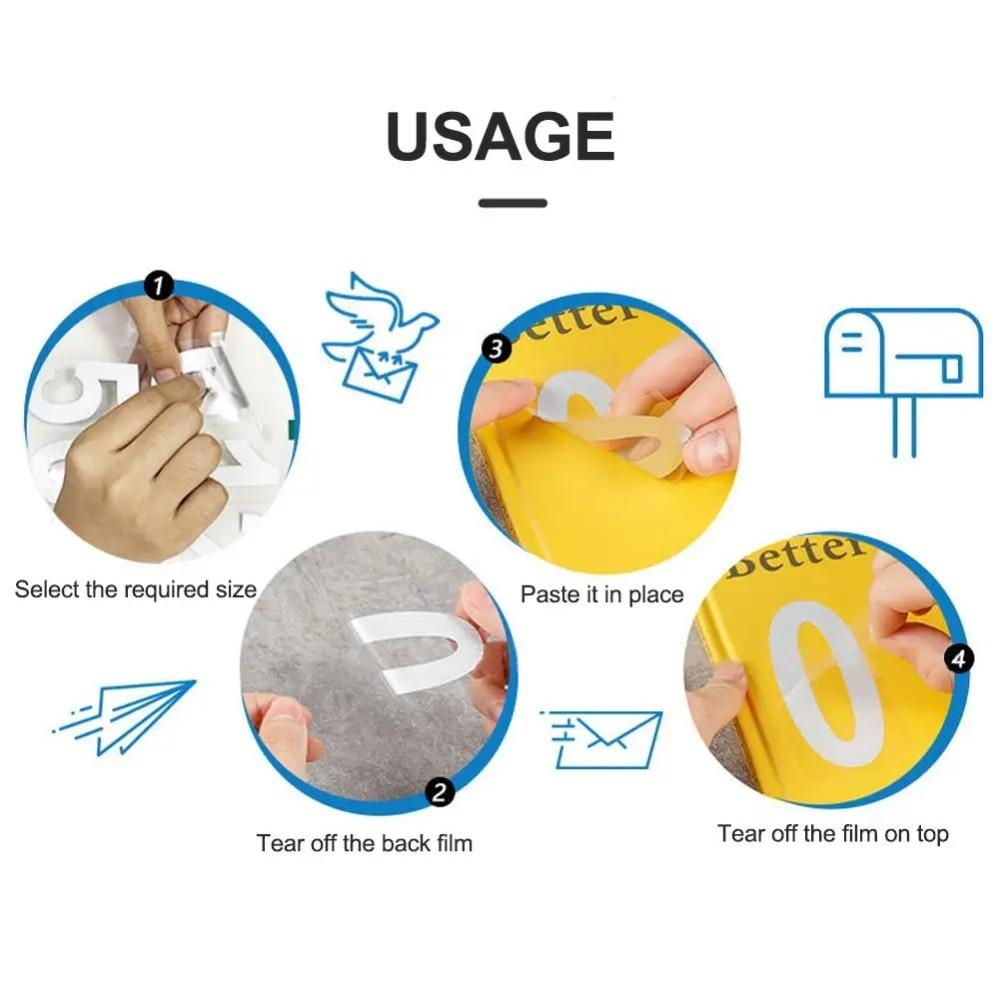 5Pcs Nanofilm License Plate Sticker High Temperature Reflective Digital Number Label  Mailbox