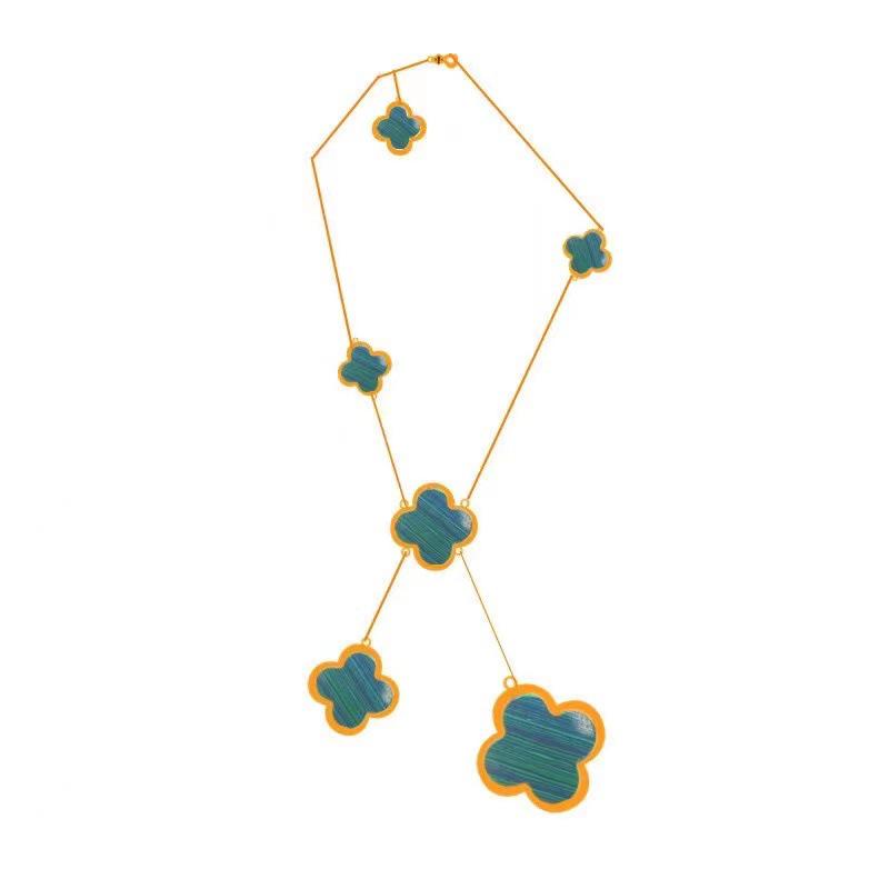 18k Rose Gold Double-Sided Lucky Four-Leaf Clover & Six-Petal Flower Necklace with Mother-of-Pearl Pendant for Women