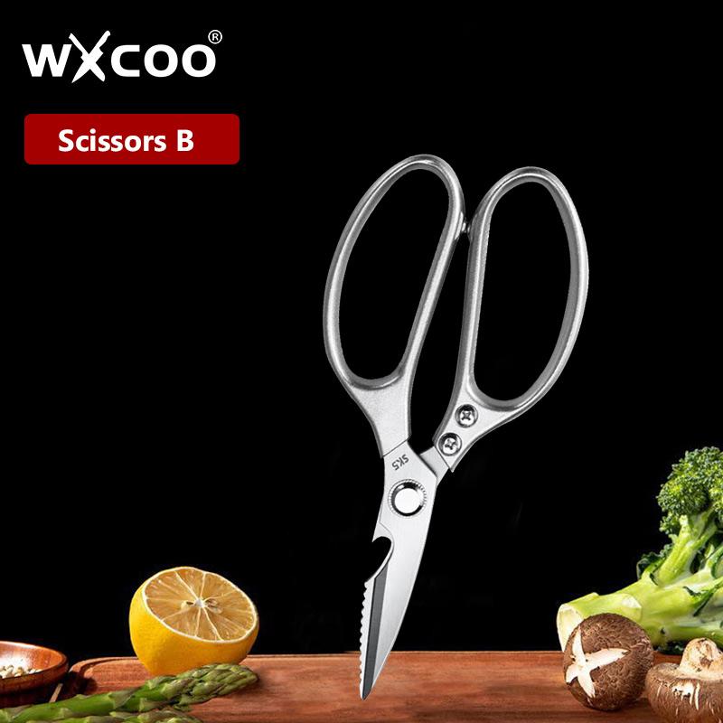 WXCOO Stainless Steel Kitchen Scissors Chicken Bone Scissors Cutting Multifunctional Food Scissors Slicing Fish Meat 5