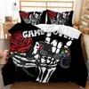 Conjunto de capa de edredom para jogos, caveira de açúcar, roupa de cama para jogadores, teia de aranha, capa de edredom de poliéster para Halloween, infantil, esqueleto de mão juvenil, controle de jogo